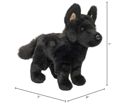 Douglas Harko Black German Shepherd Dog Plush Stuffed Animal 8 Inch Toy