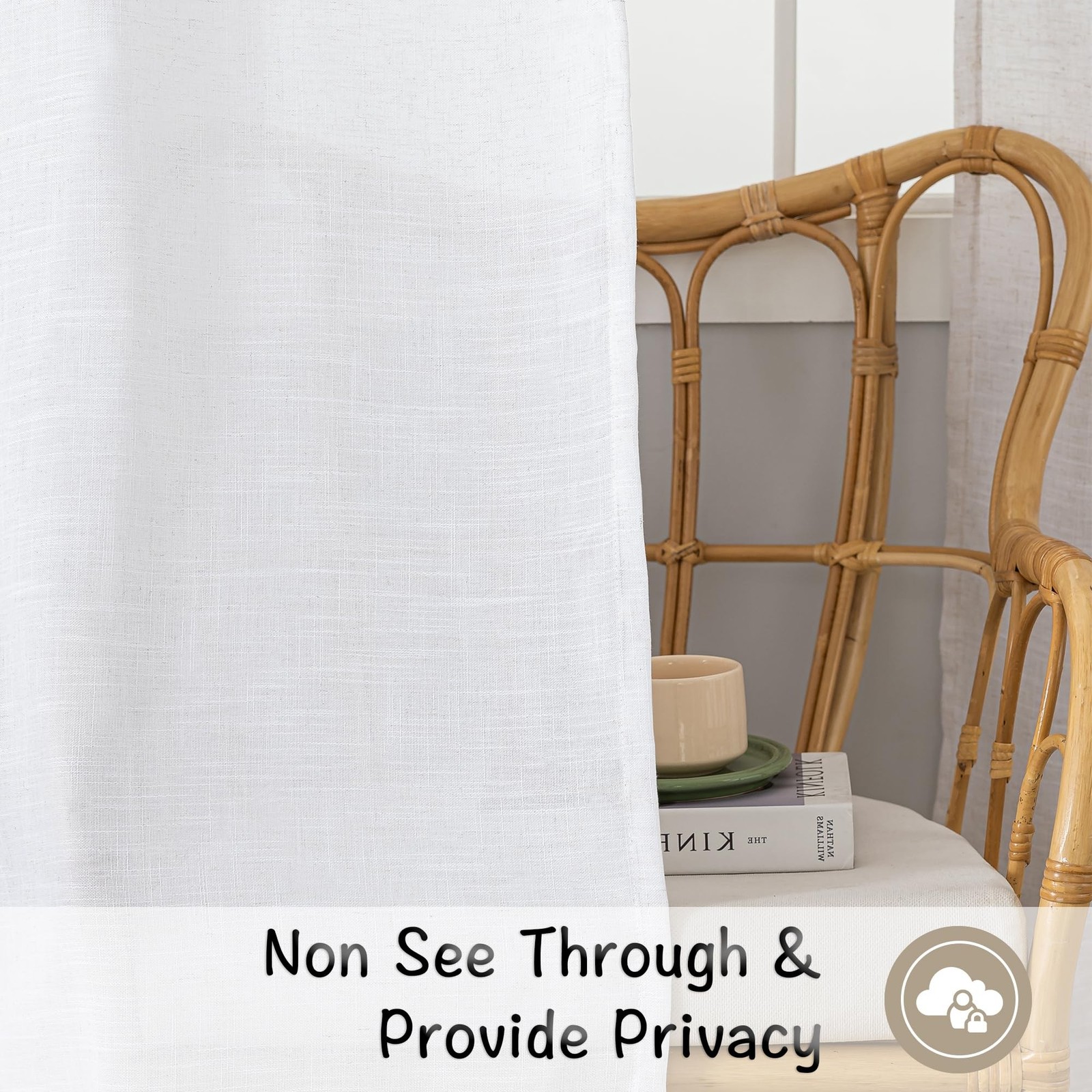 DONREN White Linen Back Tab Curtains 112 Inches Extra Long Ceiling to Floor f…