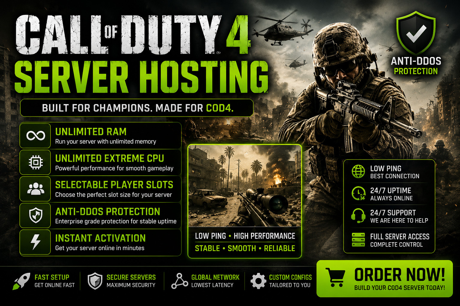Call Of Duty 4 Server Hosting Anti DDoS Instant Activation