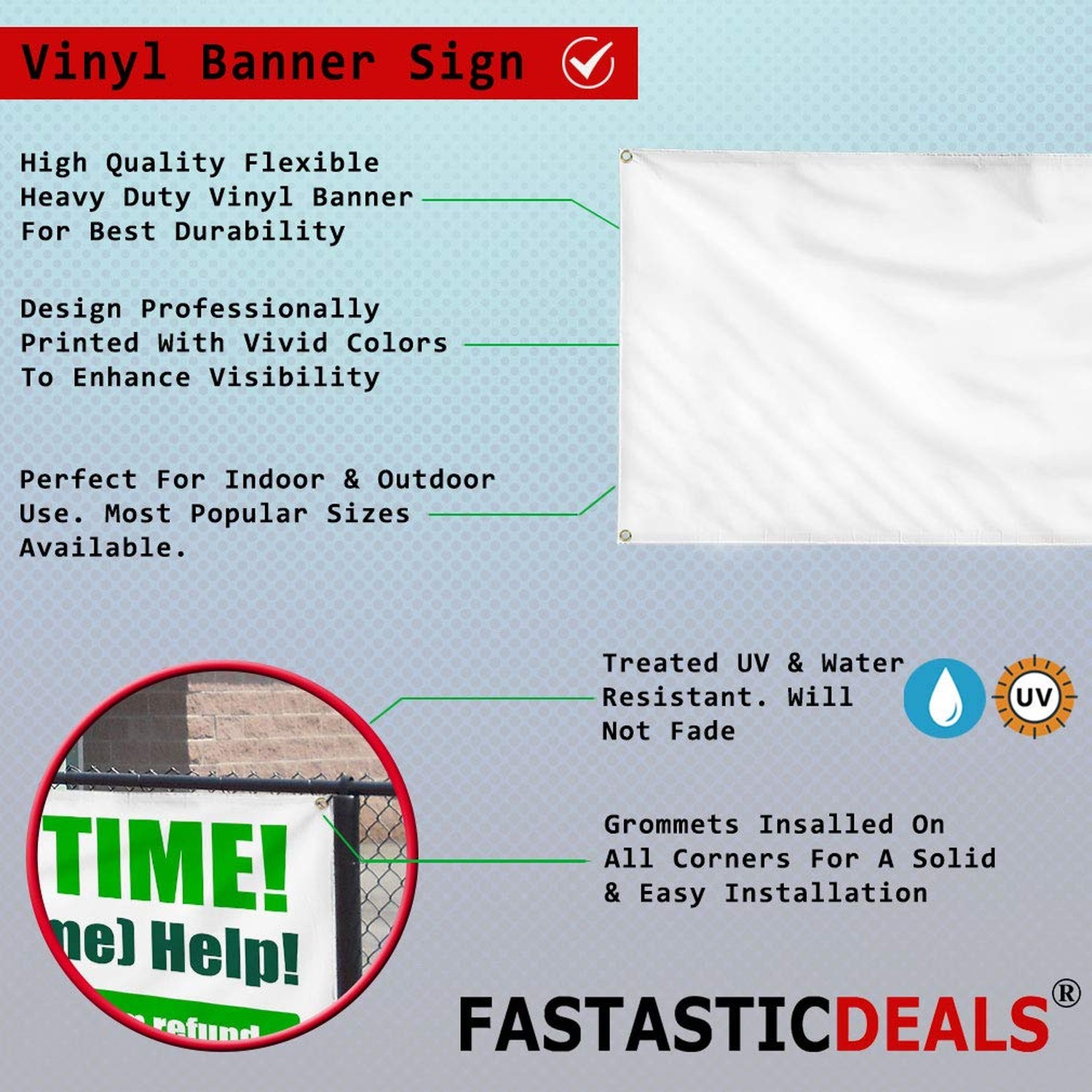 Vinyl Banner Multiple Sizes Drive-Thru Open Red Blue Business Outdoor Weather…