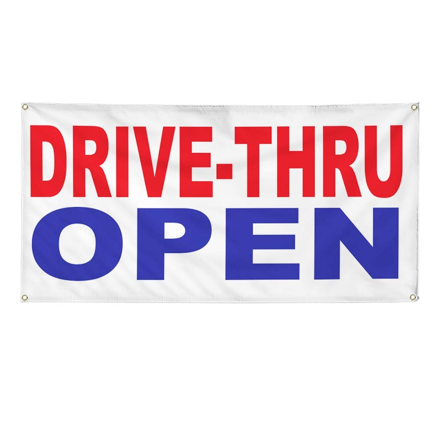 Vinyl Banner Multiple Sizes Drive-Thru Open Red Blue Business Outdoor Weather…
