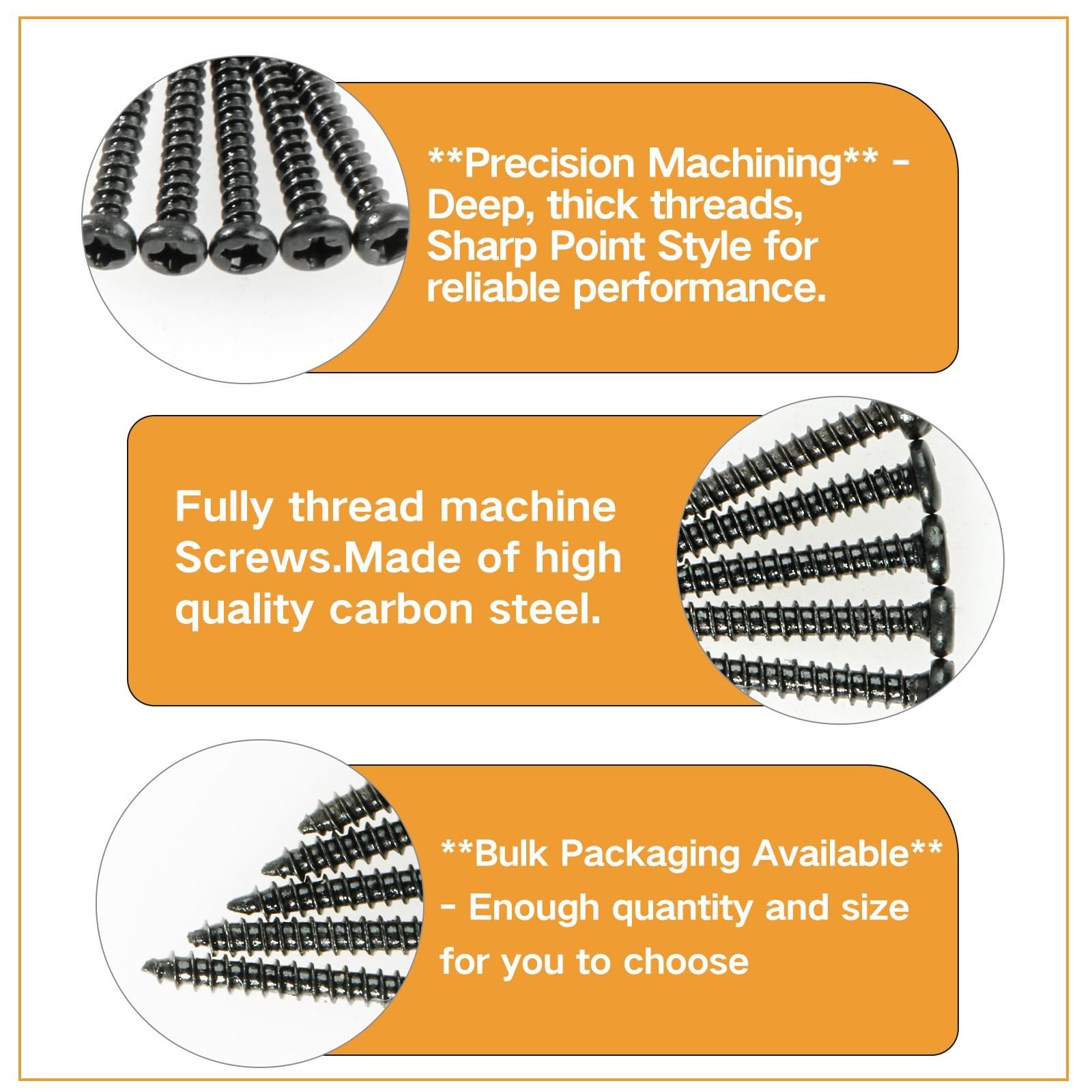 600Pcs Black M2 Pan Head Self-Tapping Screw,Phillips Cross Round Head Wood Sc…