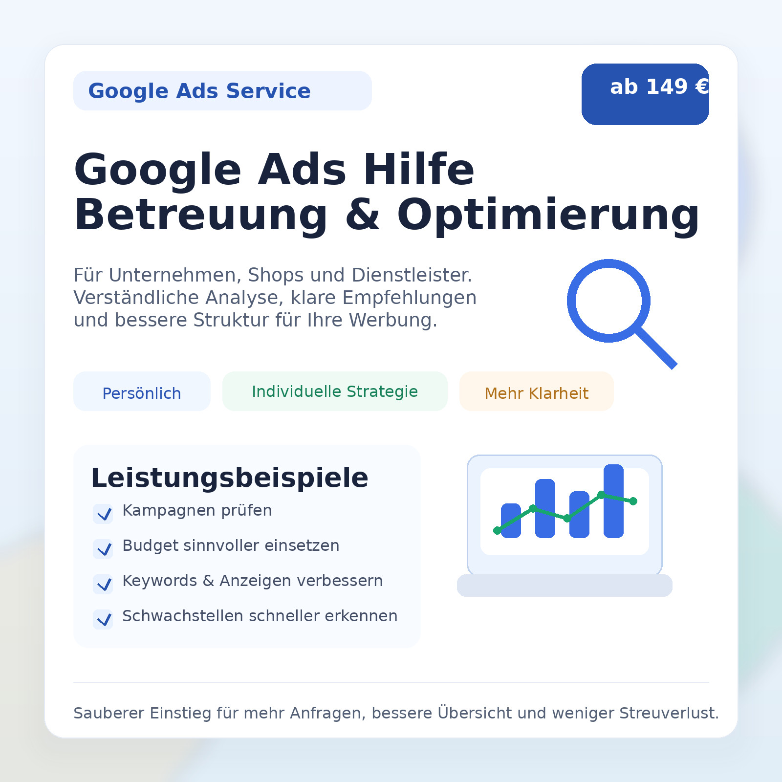 Google Ads Hilfe Betreuung Optimierung vom Google Partner