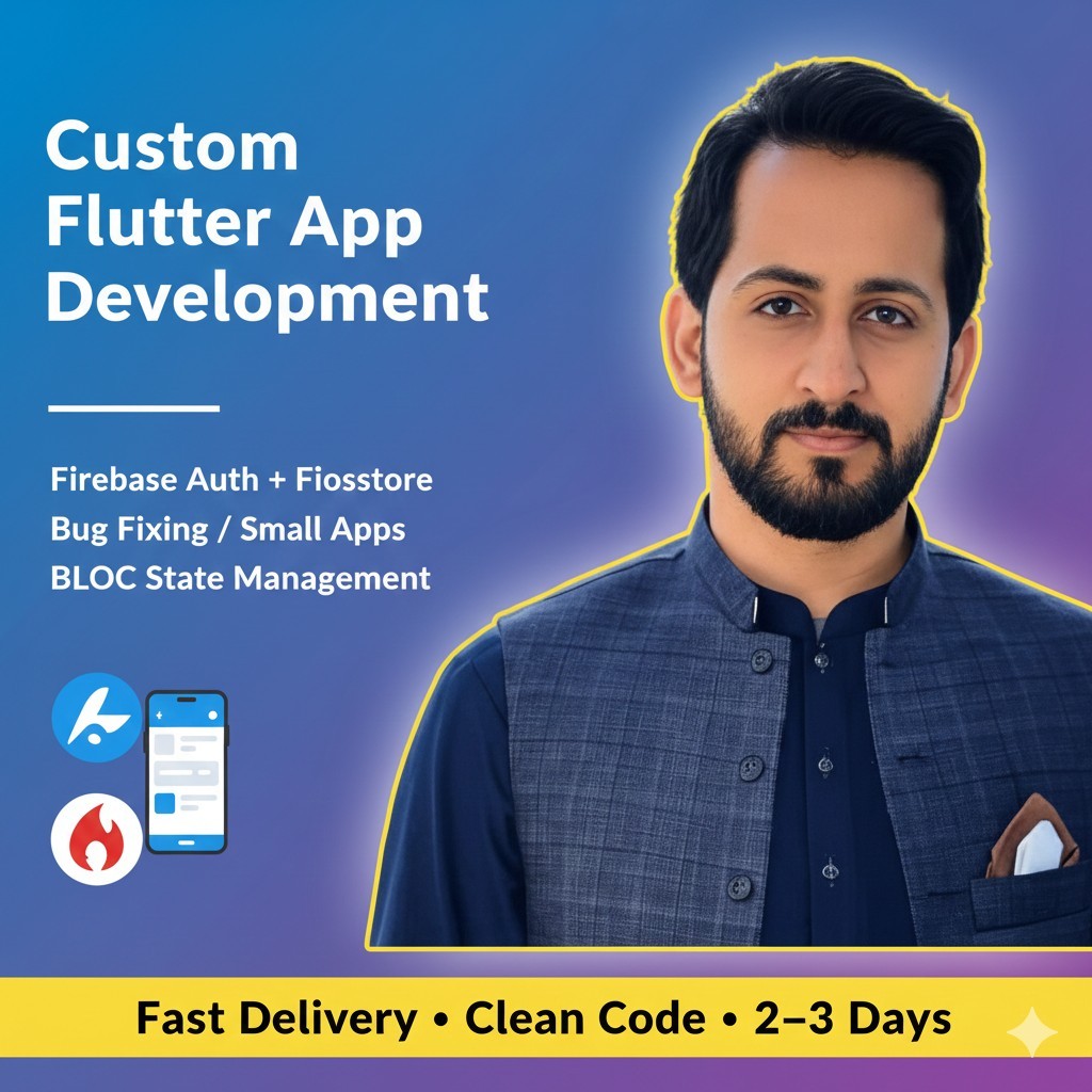Custom Flutter Mobile App Development | Android & iOS | Firebase • Firestore •