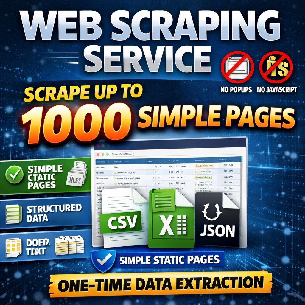 Web Scraping Service – Up to 1000 HTML Pages | Clean Structured Data Export