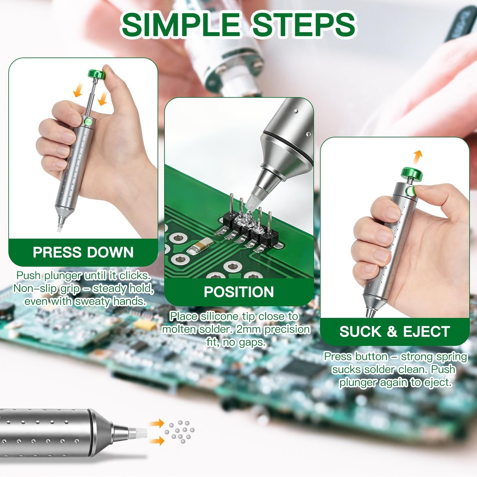 Solder Sucker Desoldering Pump, Manual Desoldering Tool for Engineer with Sel…