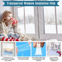 Window Insulation Kit, 63 × 394&Prime; and 87 × 110&Prime;Plastic Window Coverings