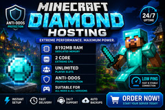 Minecraft DIAMOND Server Hosting 8GB RAM Anti DDoS Instant Setup