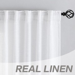 DONREN White Linen Back Tab Curtains 112 Inches Extra Long Ceiling to Floor f…