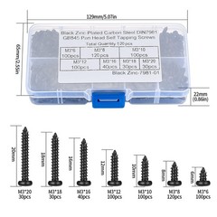 520 Pcs M3 Self-Tapping Wood Screws, Small Phillips Head Pan Round Head Screw…