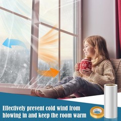 Window Insulation Kit, 63 × 394&Prime; and 87 × 110&Prime;Plastic Window Coverings