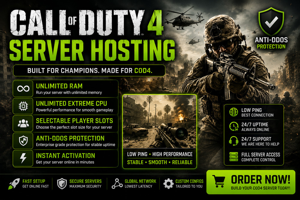 Call Of Duty 4 Server Hosting Anti DDoS Instant Activation