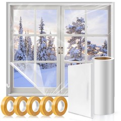 Window Insulation Kit, 63 × 394&Prime; and 87 × 110&Prime;Plastic Window Coverings