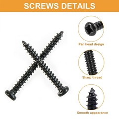 600Pcs Black M2 Pan Head Self-Tapping Screw,Phillips Cross Round Head Wood Sc…