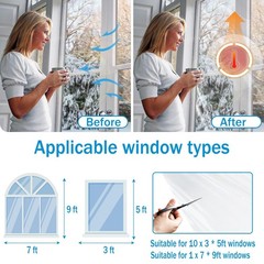 Window Insulation Kit, 63 × 394 Inch and 87 x 110 inch Plastic Window Cover