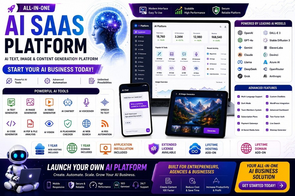 White-Label AI SaaS: ChatGPT Clone, AI Video, Image & Hosting