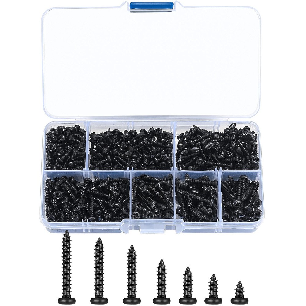 520 Pcs M3 Self-Tapping Wood Screws, Small Phillips Head Pan Round Head Screw…