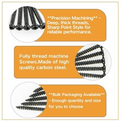 600Pcs Black M2 Pan Head Self-Tapping Screw,Phillips Cross Round Head Wood Sc…