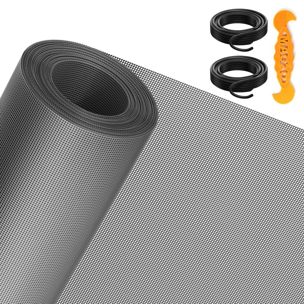 MAGZO Window&Door Screen Replacement Kit, 86&Prime; W x 196&Prime; L, with Retainer Splin…