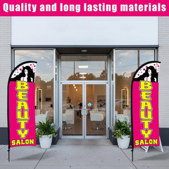 2 Sets Beauty Salon Feather Flag Banner for Business 7Ft Advertising Beauty Salo