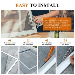 MAGZO Window&Door Screen Replacement Kit, 86&Prime; W x 196&Prime; L, with Retainer Splin…