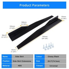 Universal 29.3&Prime; Black Side Skirt Rocker Splitter Canard Diffuser Winglet