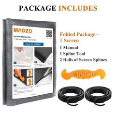 MAGZO Window&Door Screen Replacement Kit, 86&Prime; W x 196&Prime; L, with Retainer Splin…