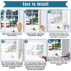 Window Insulation Kit, 63 × 394&Prime; and 87 × 110&Prime;Plastic Window Coverings