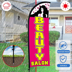 2 Sets Beauty Salon Feather Flag Banner for Business 7Ft Advertising Beauty Salo