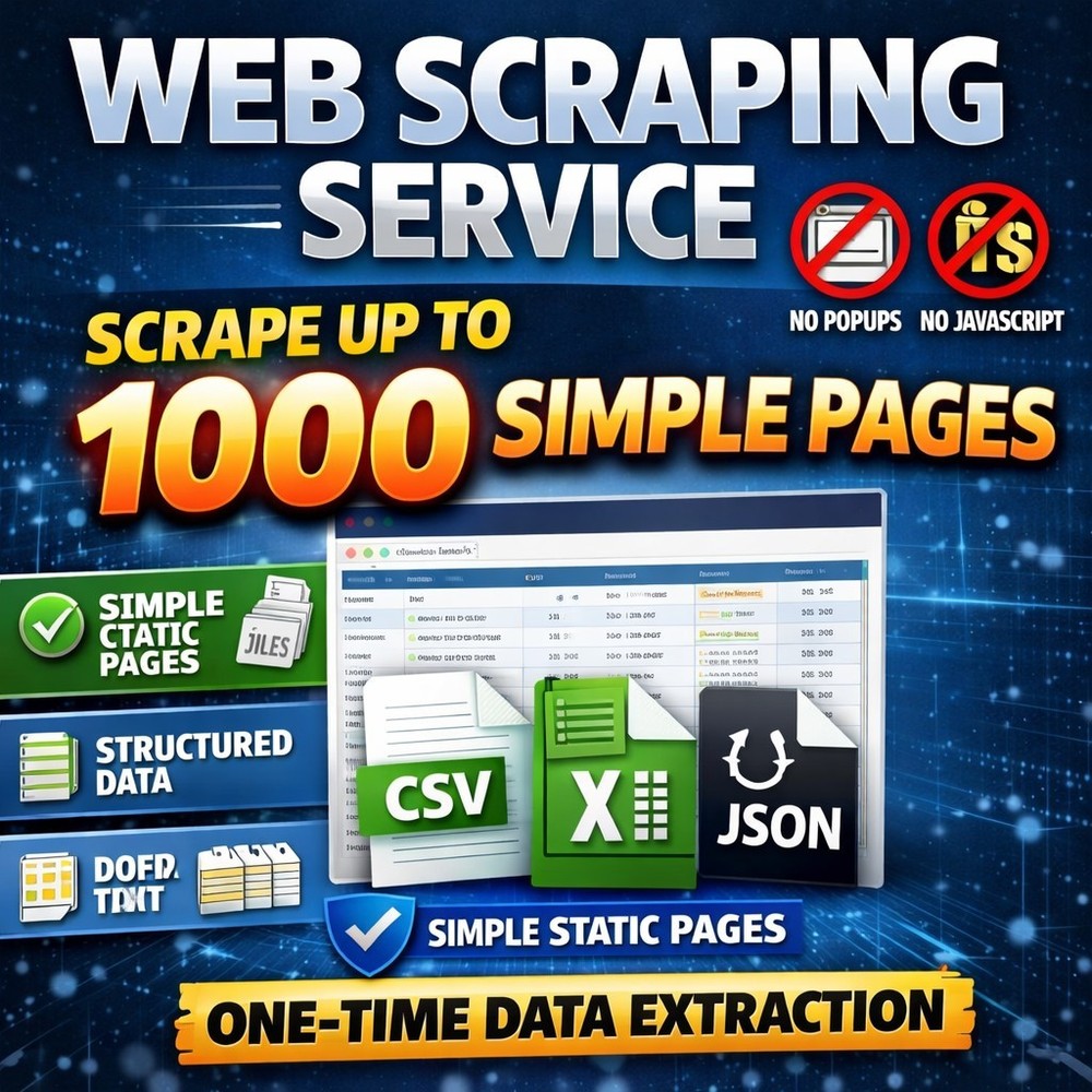 Web Scraping Service – Up to 1000 HTML Pages | Clean Structured Data Export